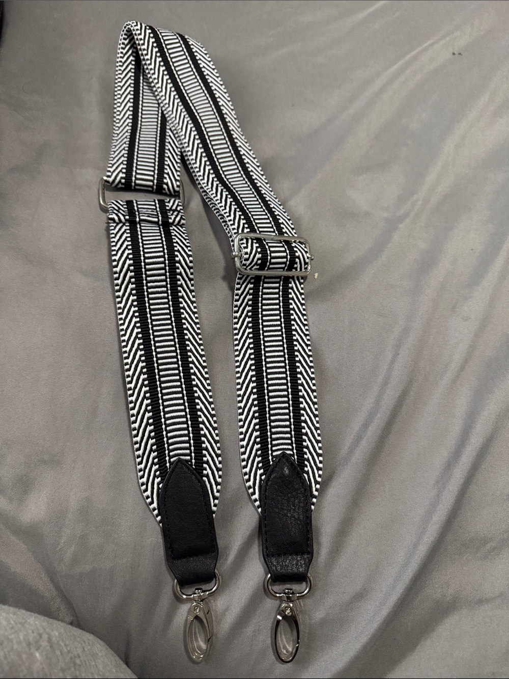 New adjustable  Black and White Woven Bag Strap - Versatile Replacement Strap